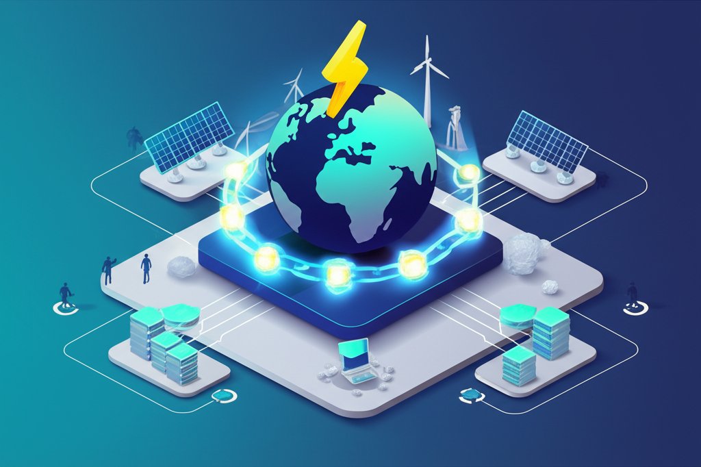 Blockchain energy redefining global power dynamics with digital grid.