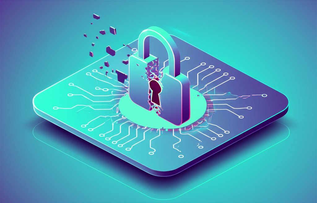 Blockchain hacking illustration: cybersecurity threats and network vulnerabilities.